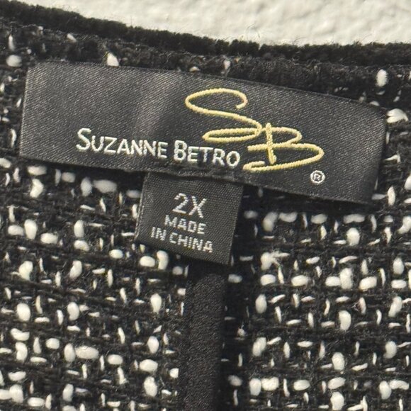 Suzanne Betro Tweed Open-Front Jacket Black & White Sz  2X Polyester blazer - Picture 3 of 10